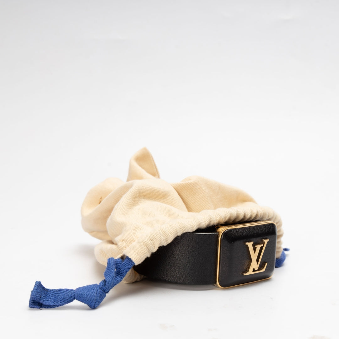 Louis Vuitton Black Leather Buckle Belt