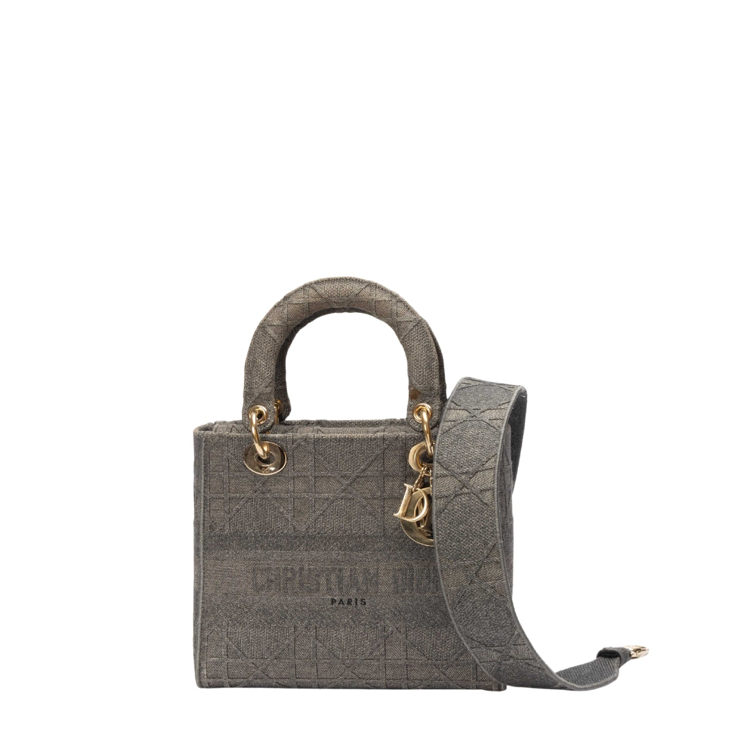 Dior Grey Cannage Medium Lady D-Lite Satchel