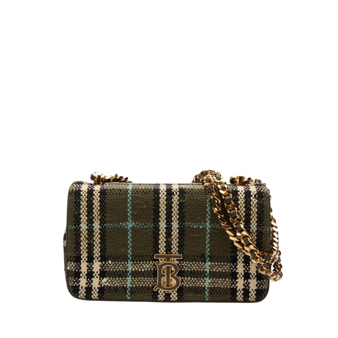 Burberry Lola Boucle Checked Crossbody Bag