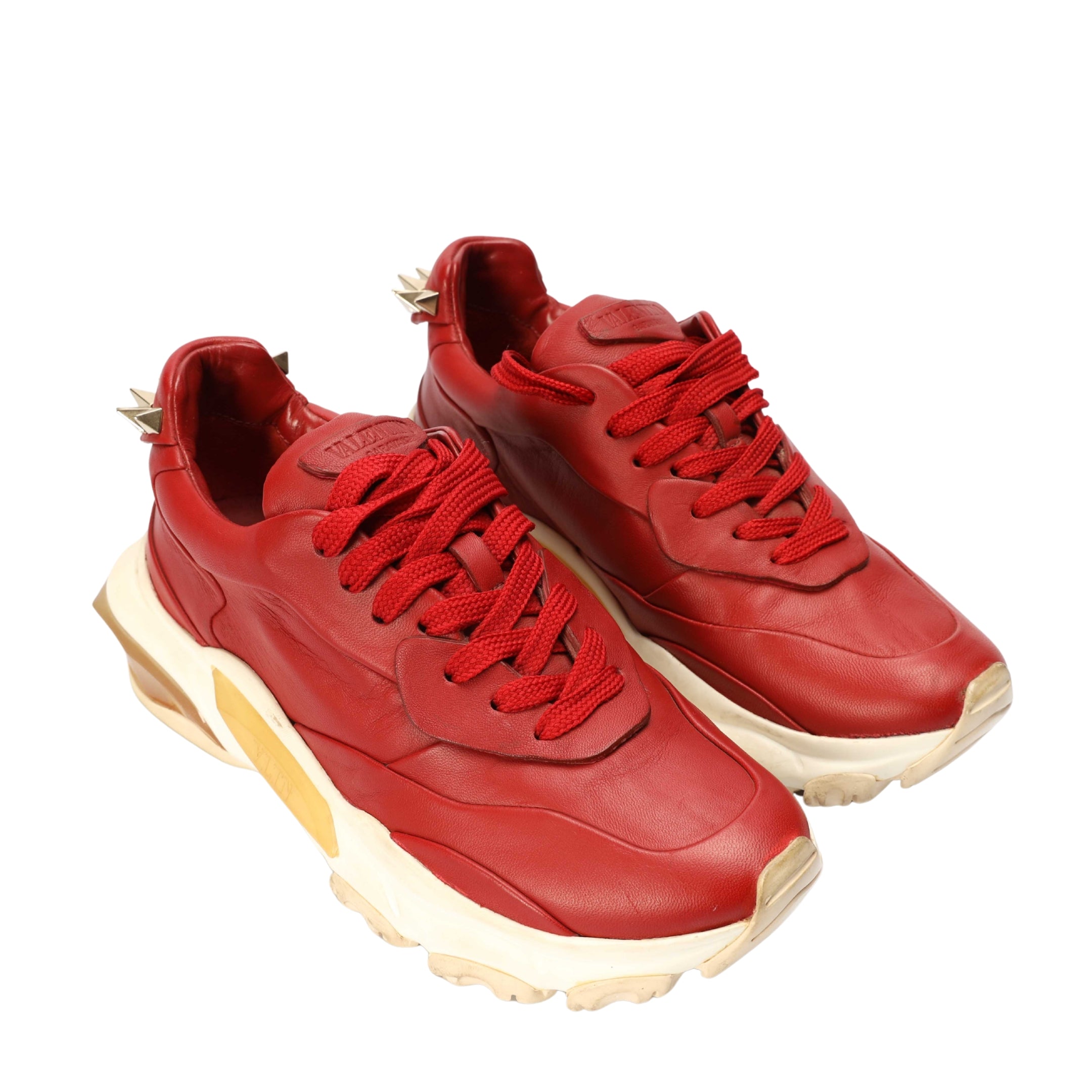 Valentino Garavani Red Rockstud Leather Sneakers
