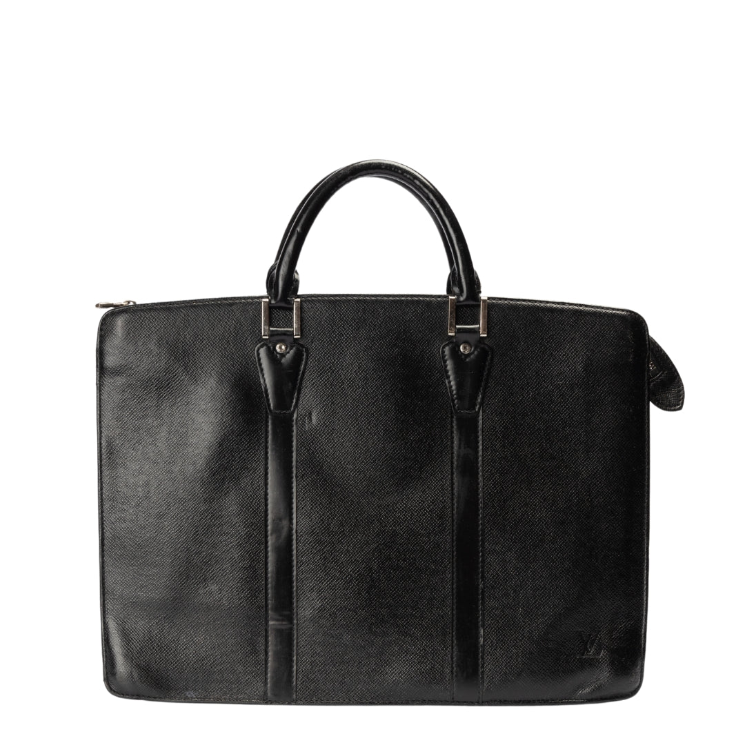 Louis Vuitton Black Taiga Leather Lozan Briefcase