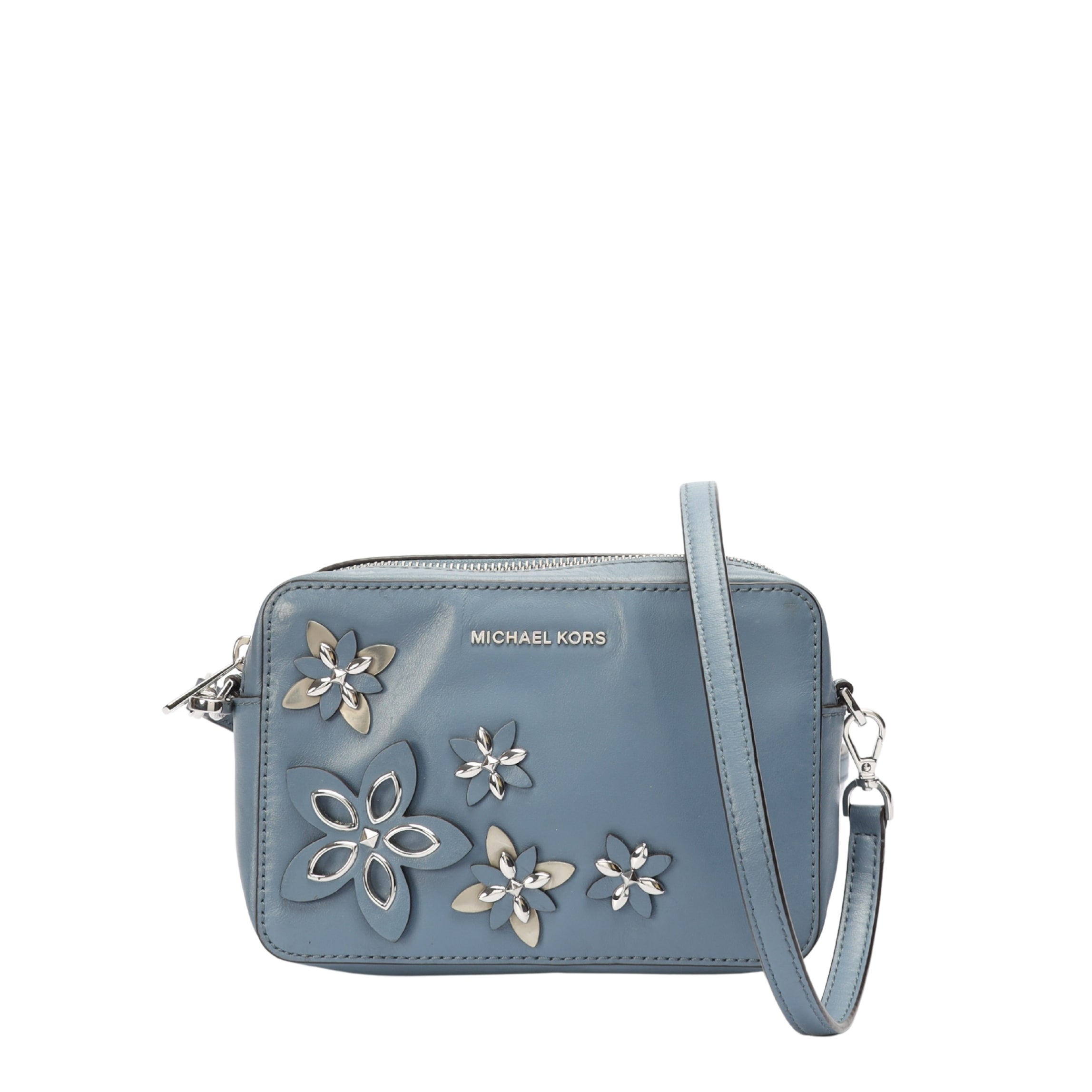 Michael Kors Blue Floral Embellished Crossbody Bag