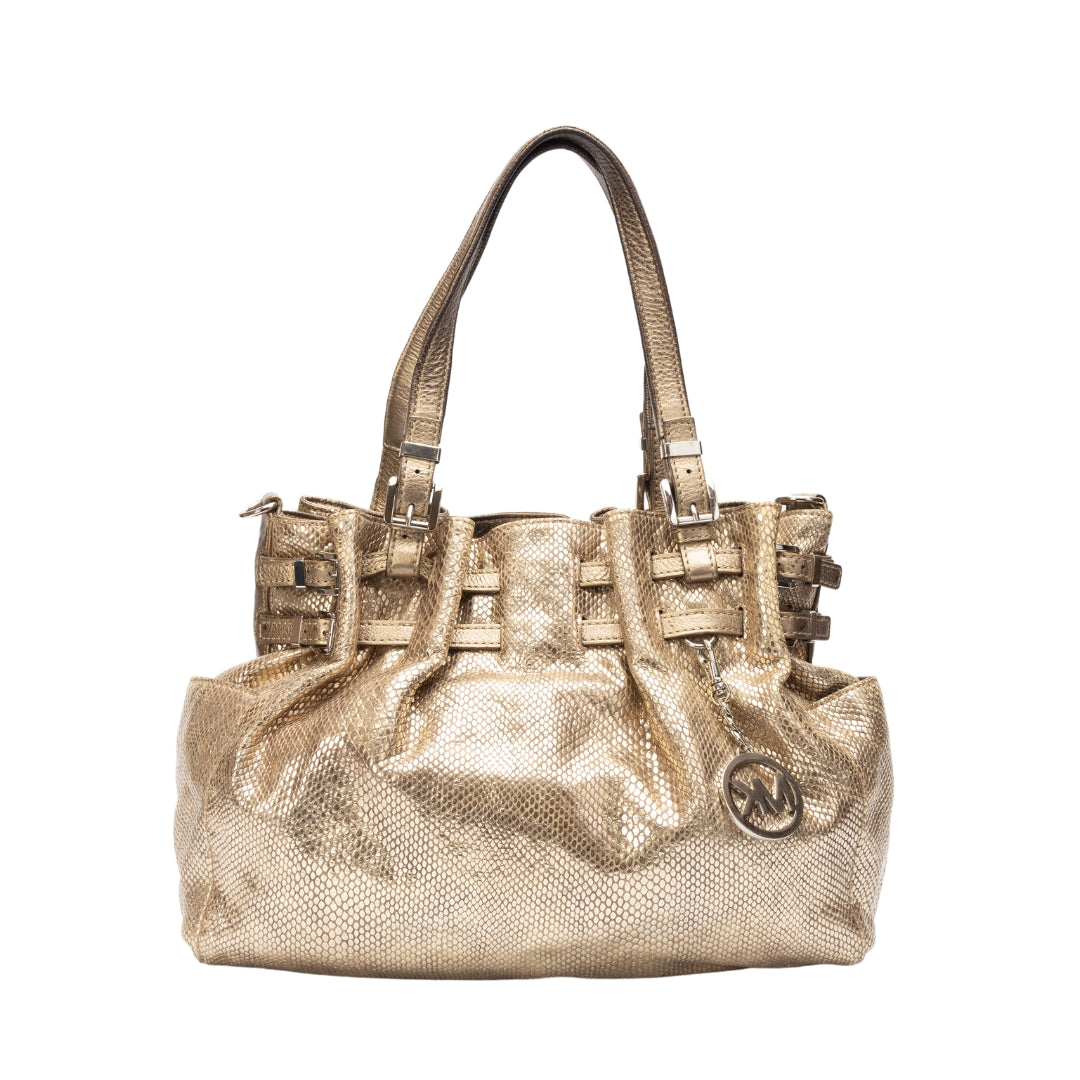 Michael Kors Metallic Python Leather Shoulder Bag