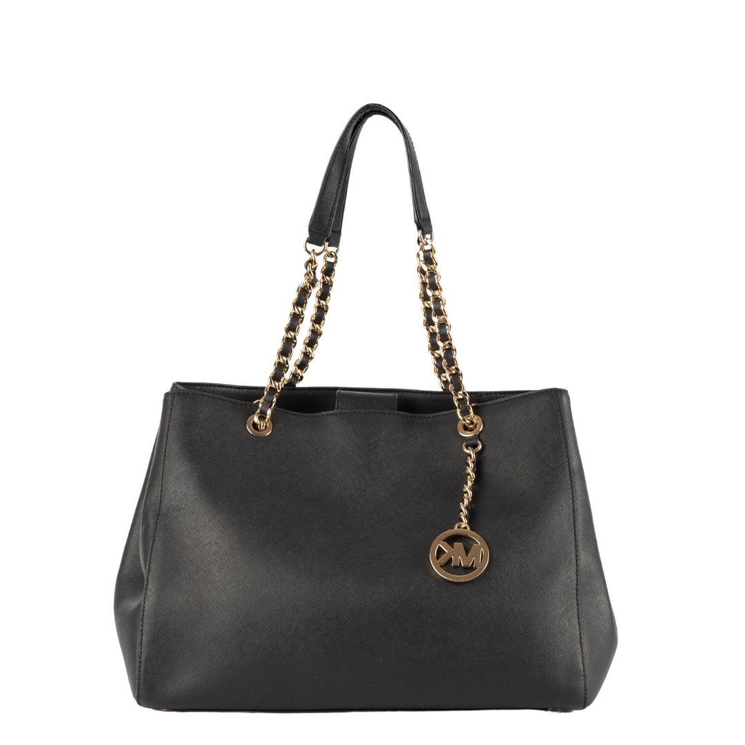 Michael Kors Saffiano Leather Susannah Black Shoulder Bag