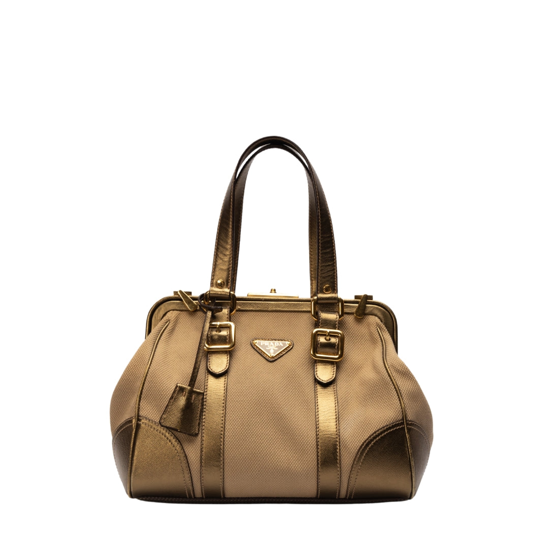 Prada Canvas and Saffiano Leather Doctor Bag