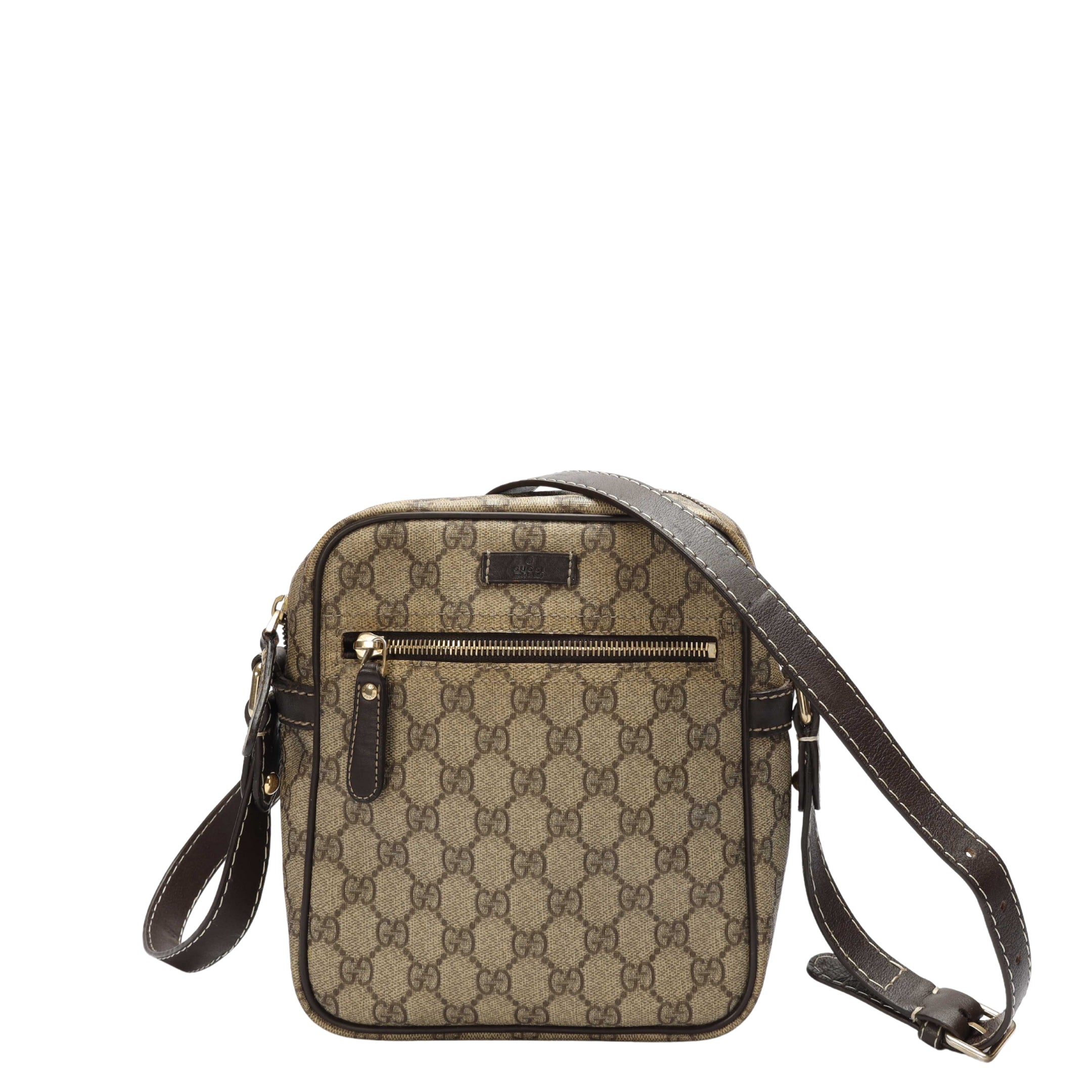 Gucci Beige GG Supreme Flat Messenger Bag