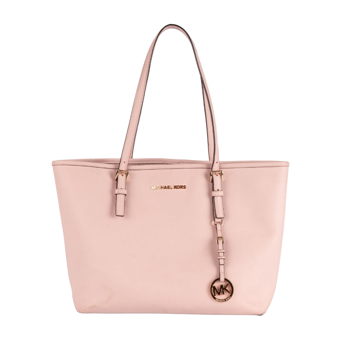 Michael Kors Pink Leather Jet Set Tote Bag