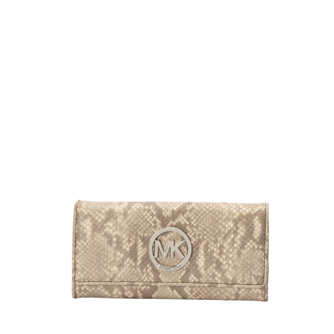 Michael Kors Grey Python Flap Continental Wallet