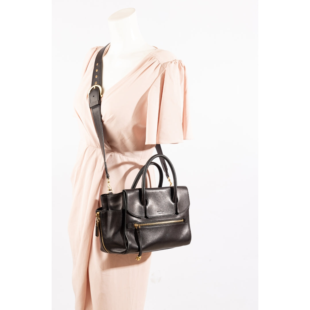 Salvatore Ferragamo Black East-West Convertible Satchel