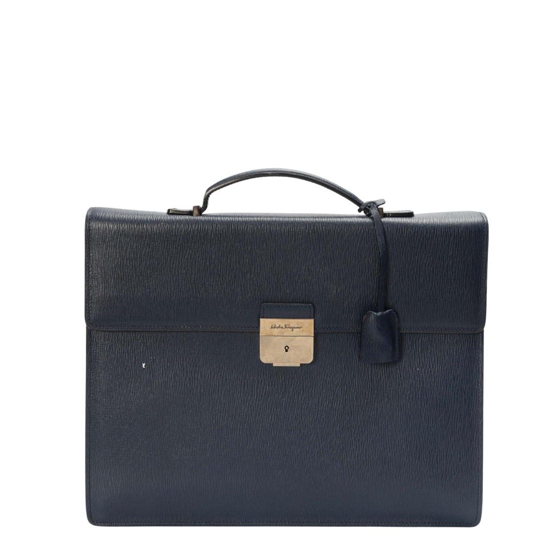Salvatore Ferragamo Navy Blue Briefcase