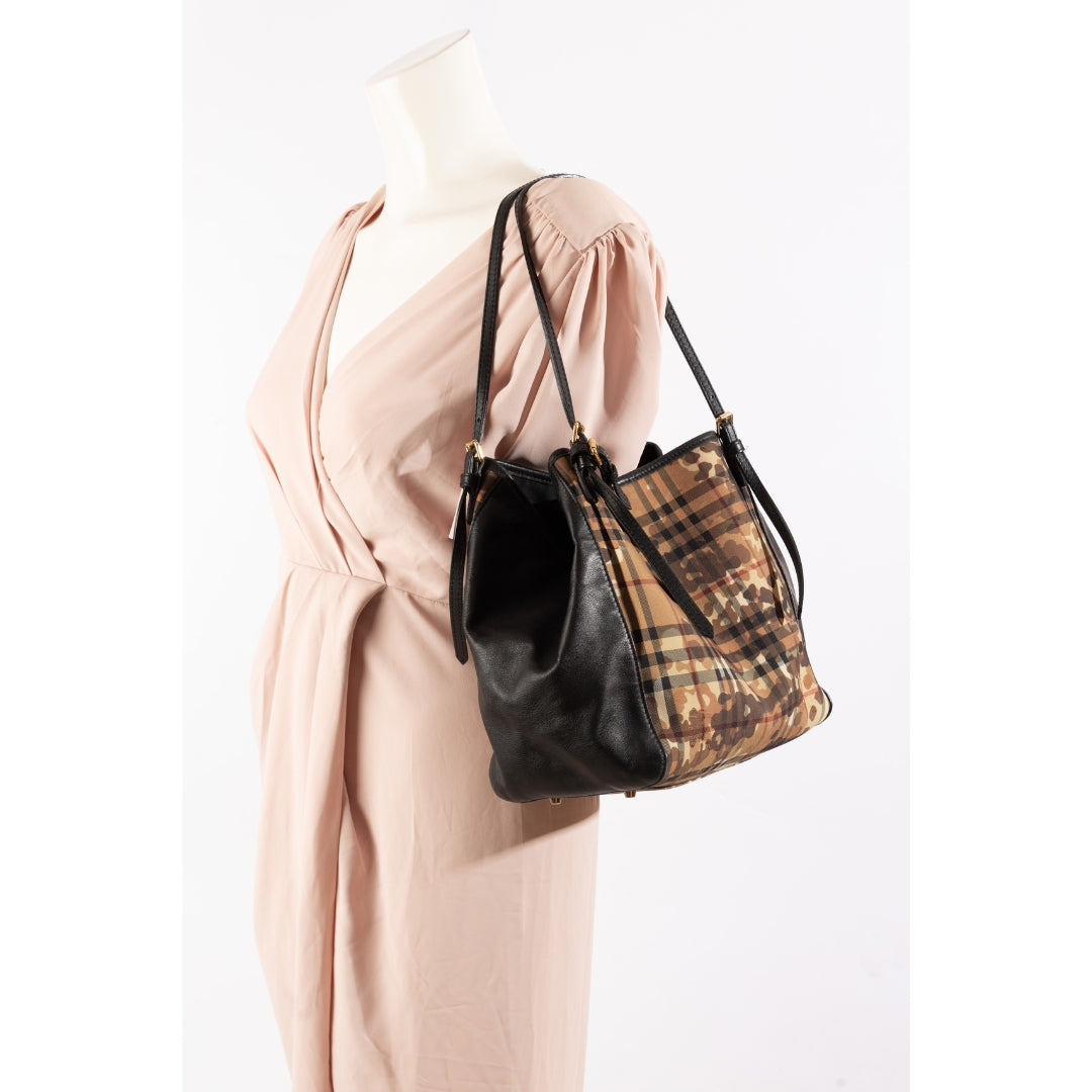 Burberry Black Camouflage Check Canterbury Tote