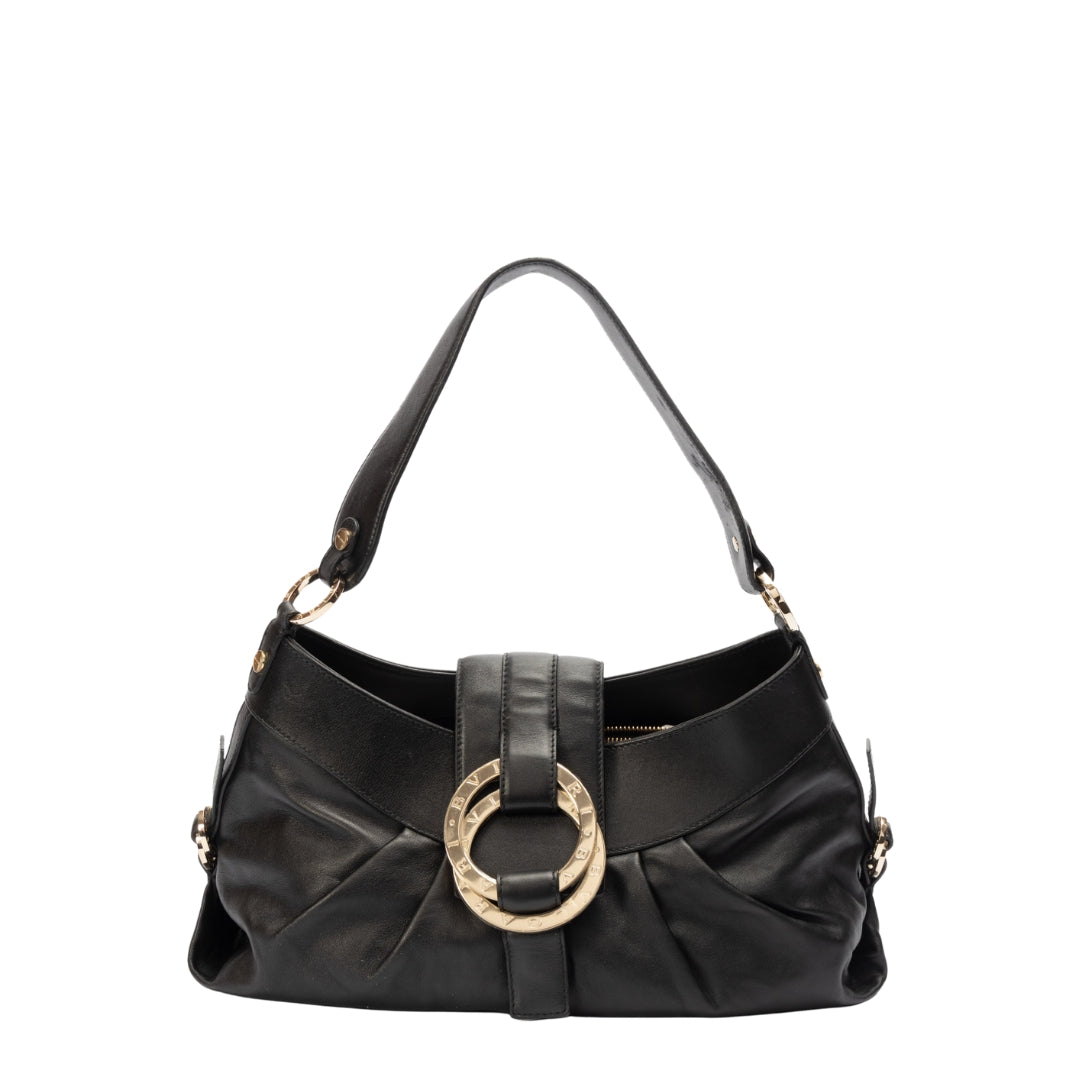 Bvlgari Black Leather Chandra Hobo Bag