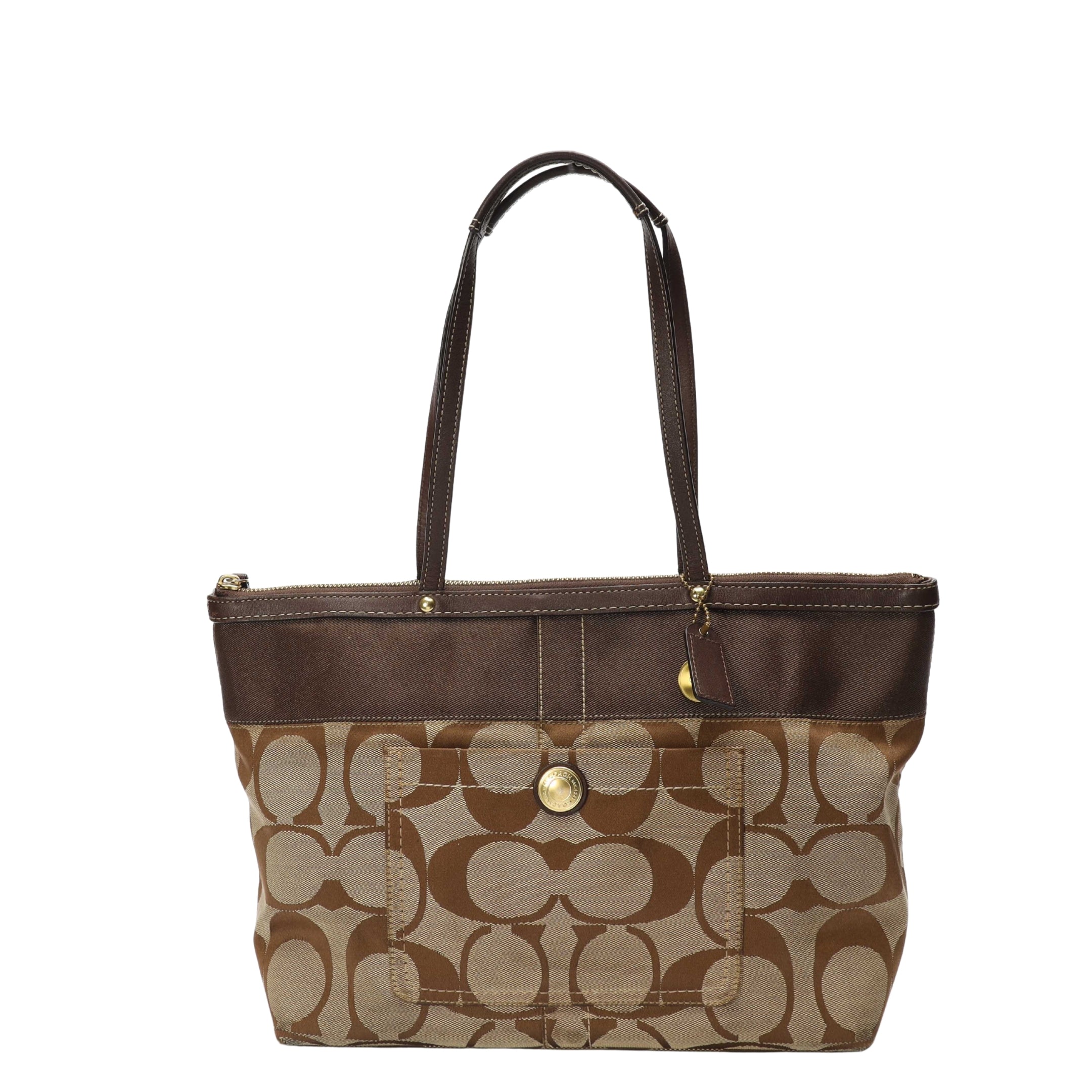 Coach Brown Signature Pocket Tote
