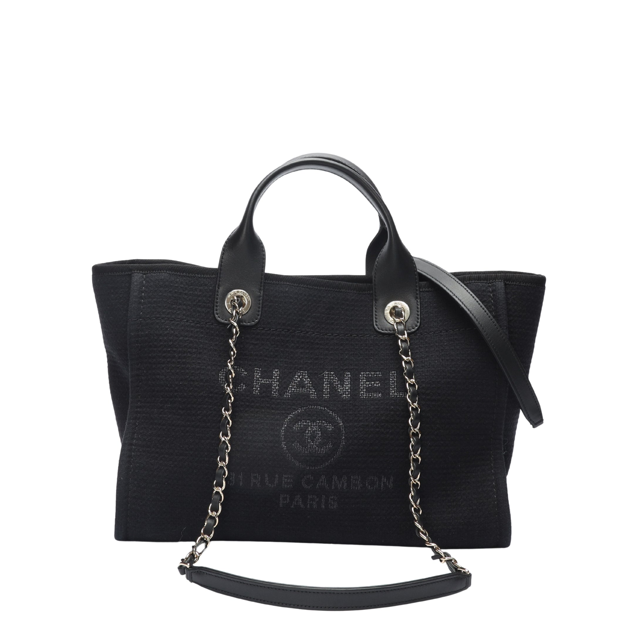 Chanel Black Canvas Shopping Bag