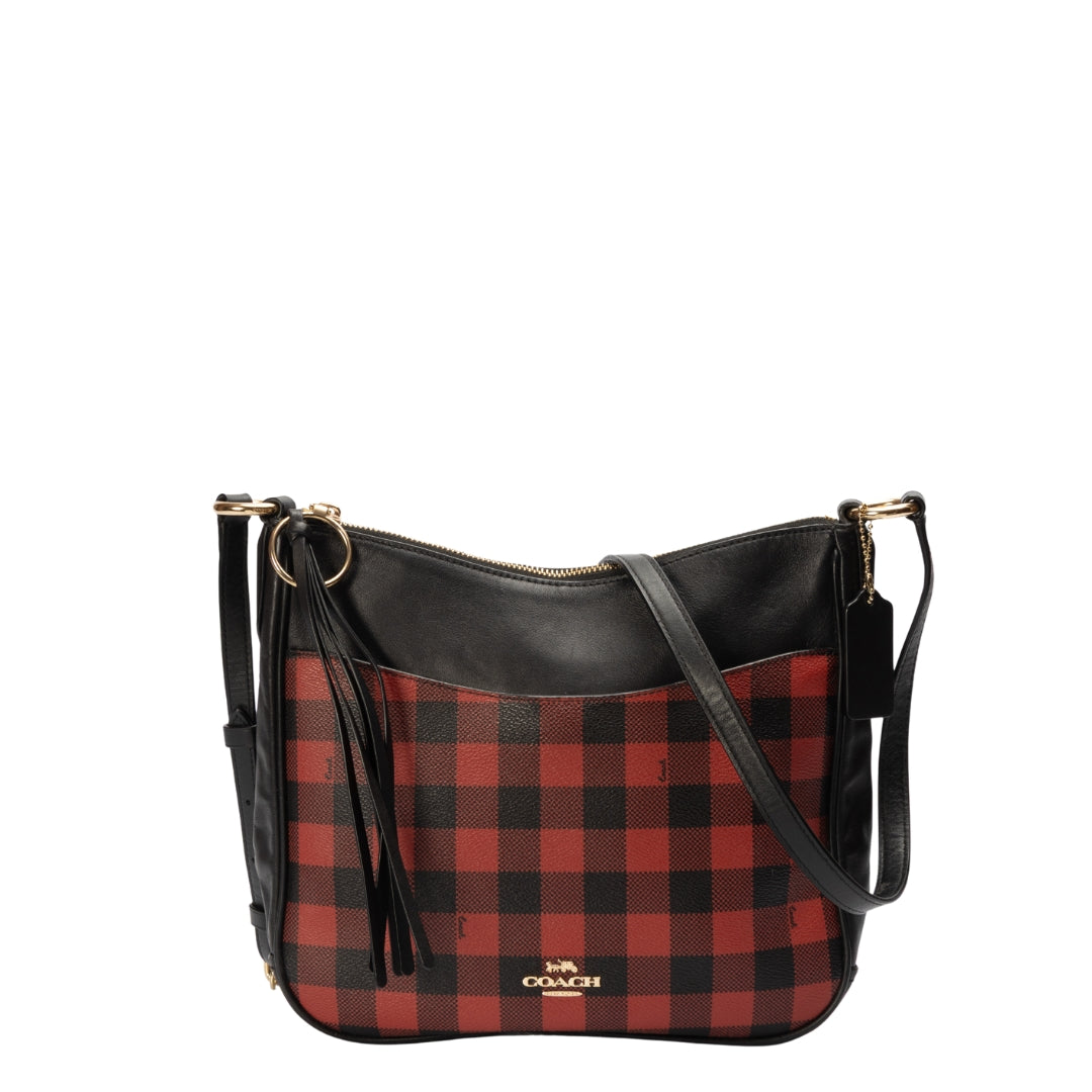 Coach Chaise Red Checkers Canvas Crossbody Bag