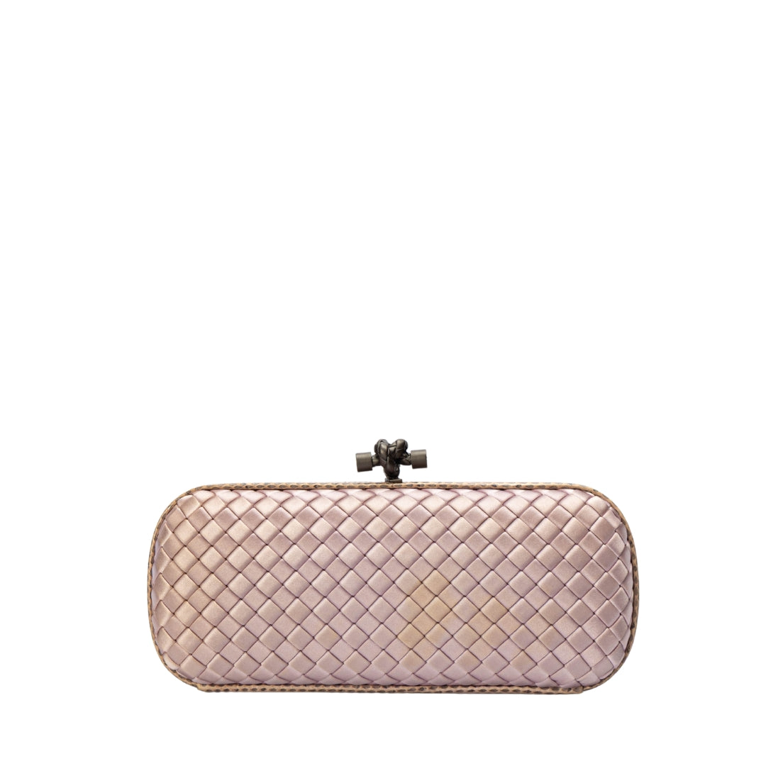 Bottega Veneta Lavender Intrecciato Satin Knot Long Clutch