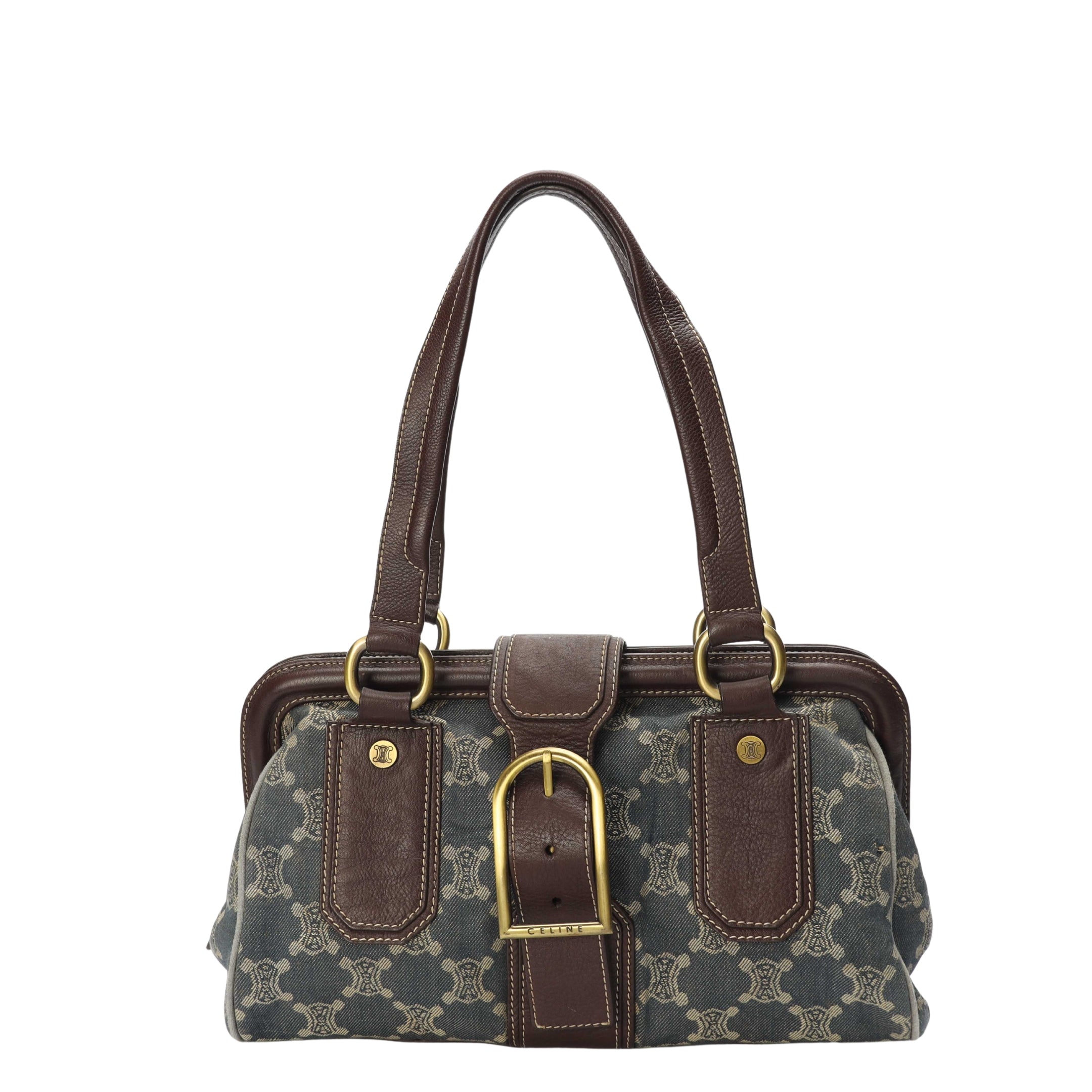 Celine Macadam Blue Denim Shoulder Bag