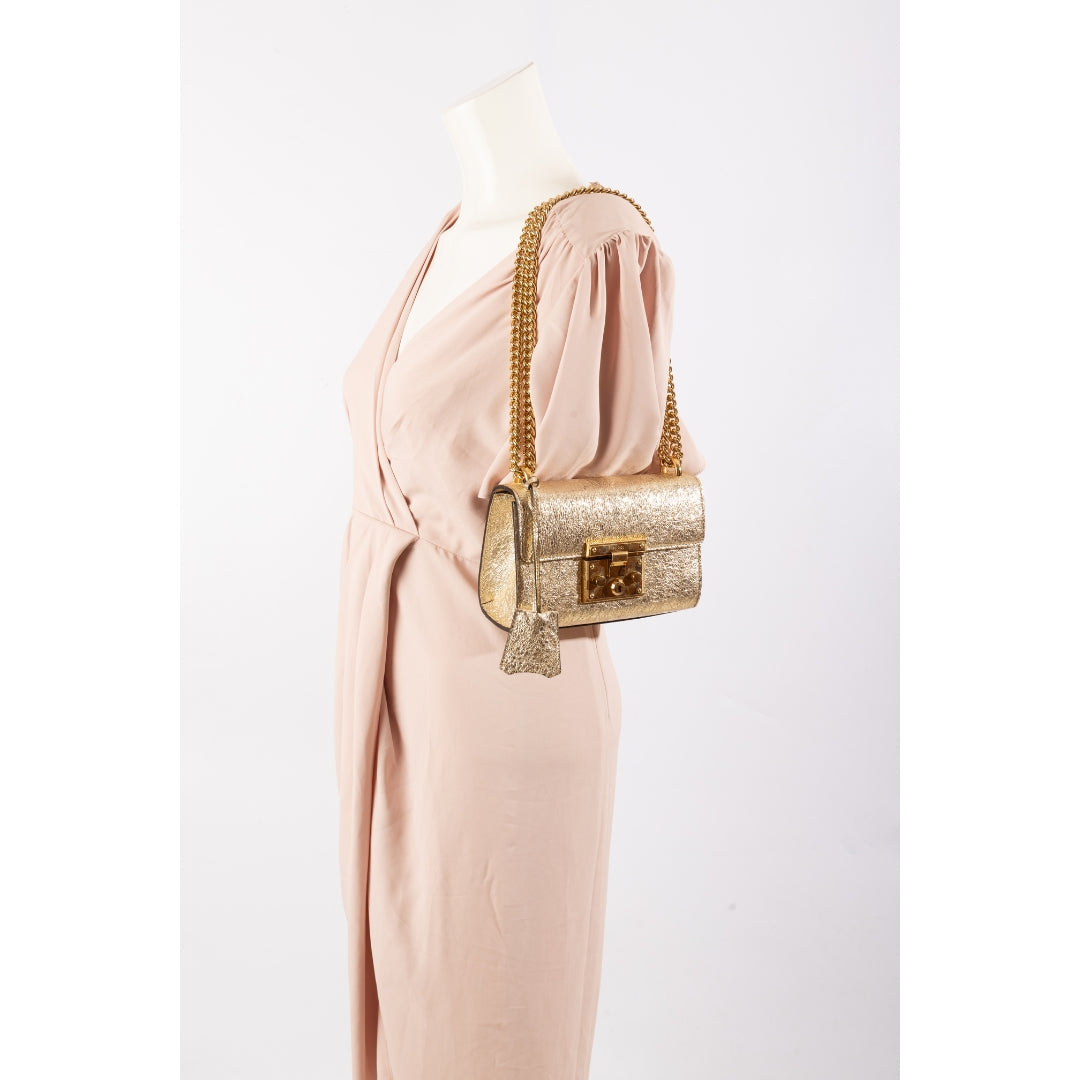 Gucci Gold Metallic Padlock Shoulder Bag