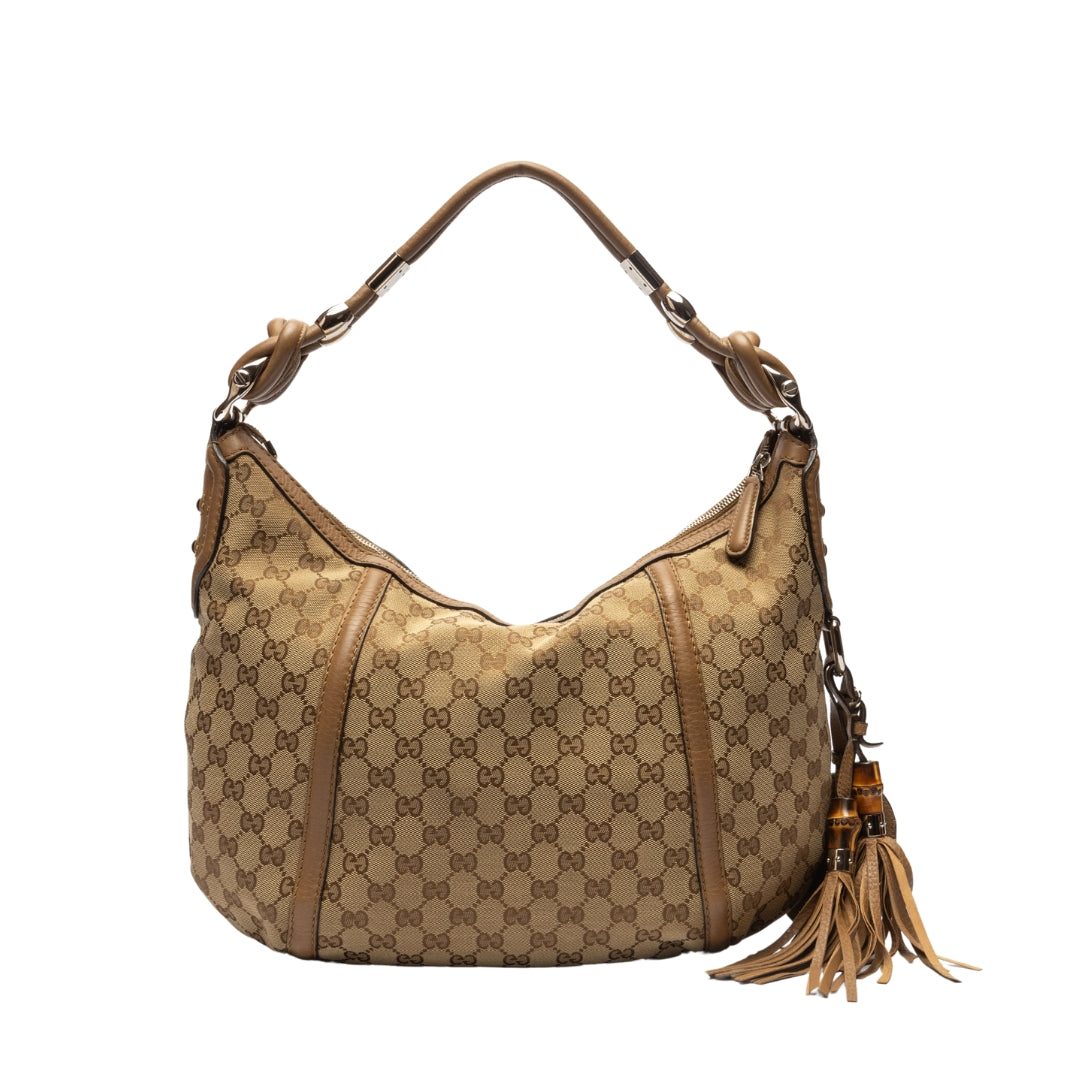 Gucci GG Canvas Medium Techno Horsebit Hobo Bag