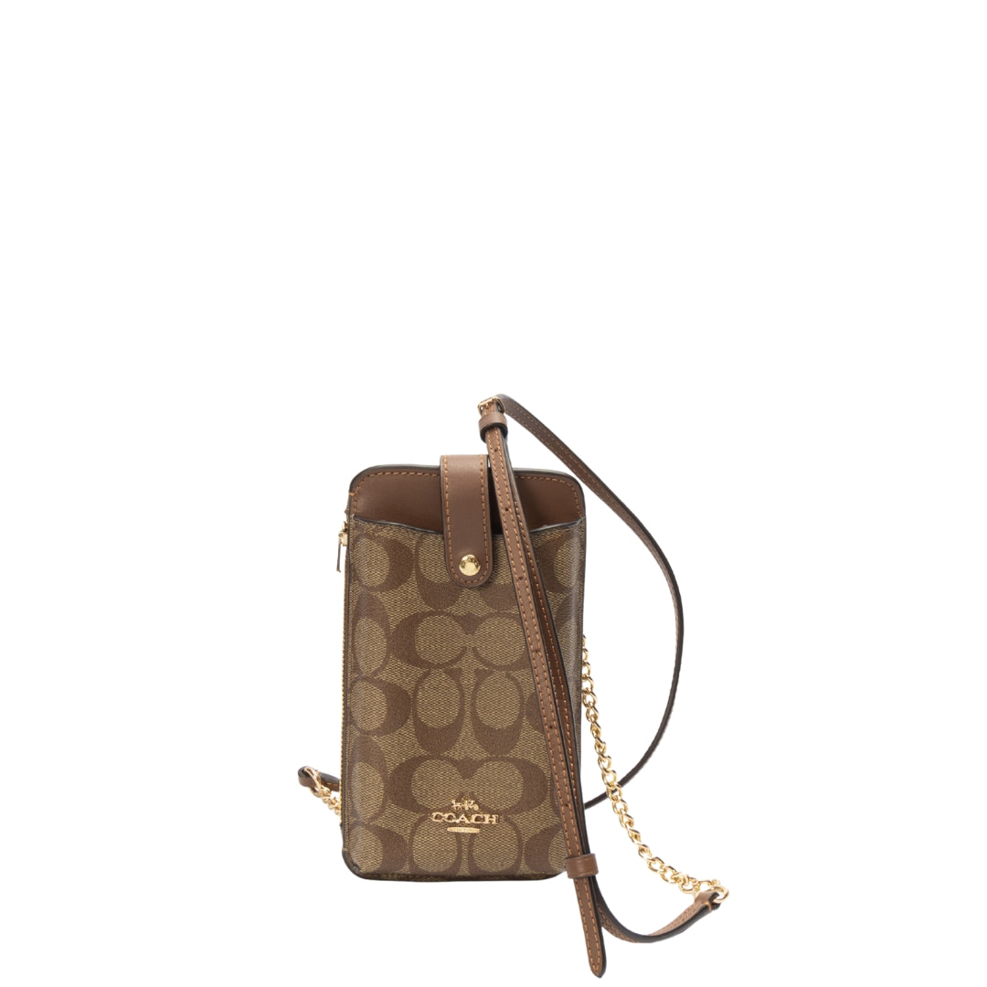 Coach Signature Canvas Phone Crossbody Bag