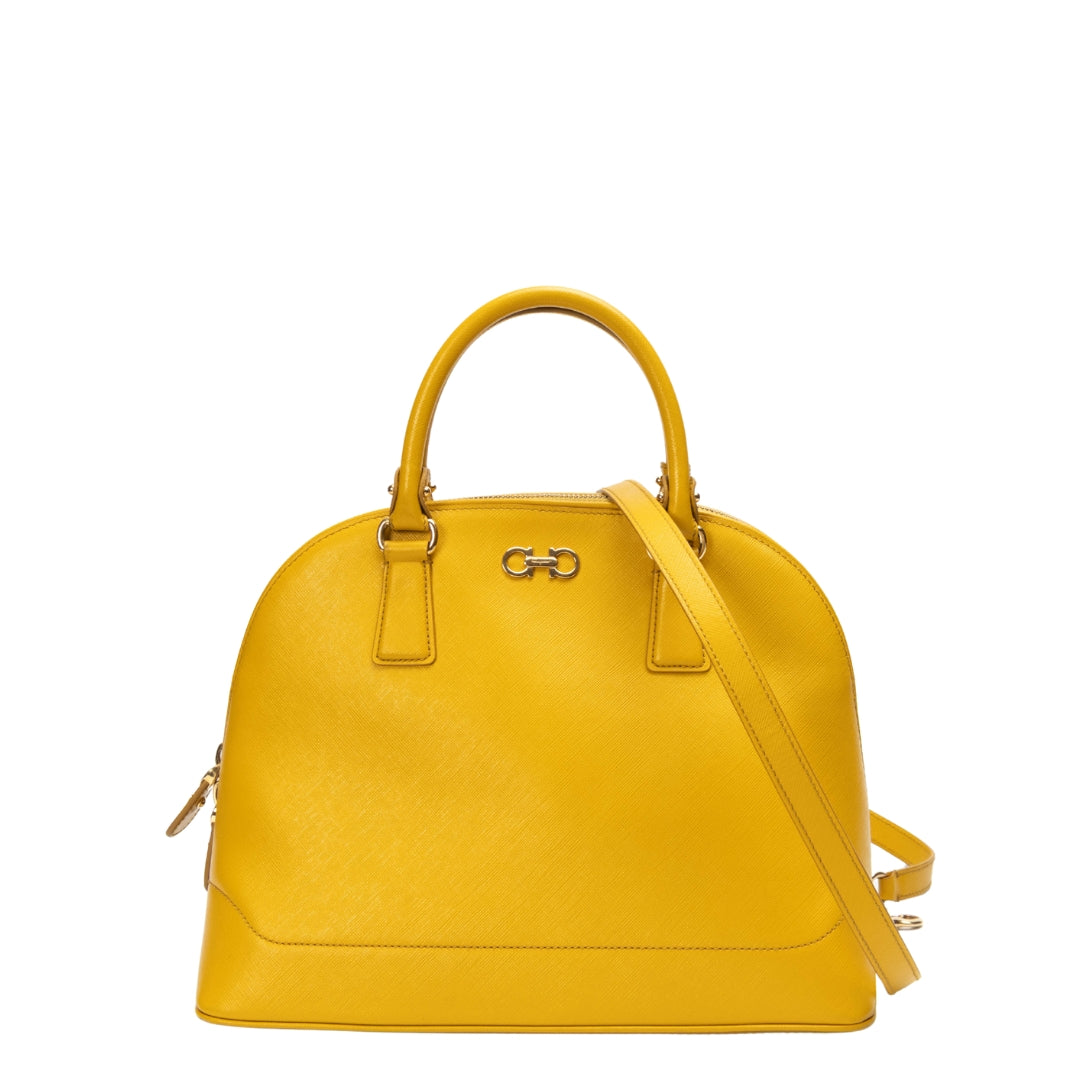 Salvatore Ferragamo Yellow Darina Convertible Satchel