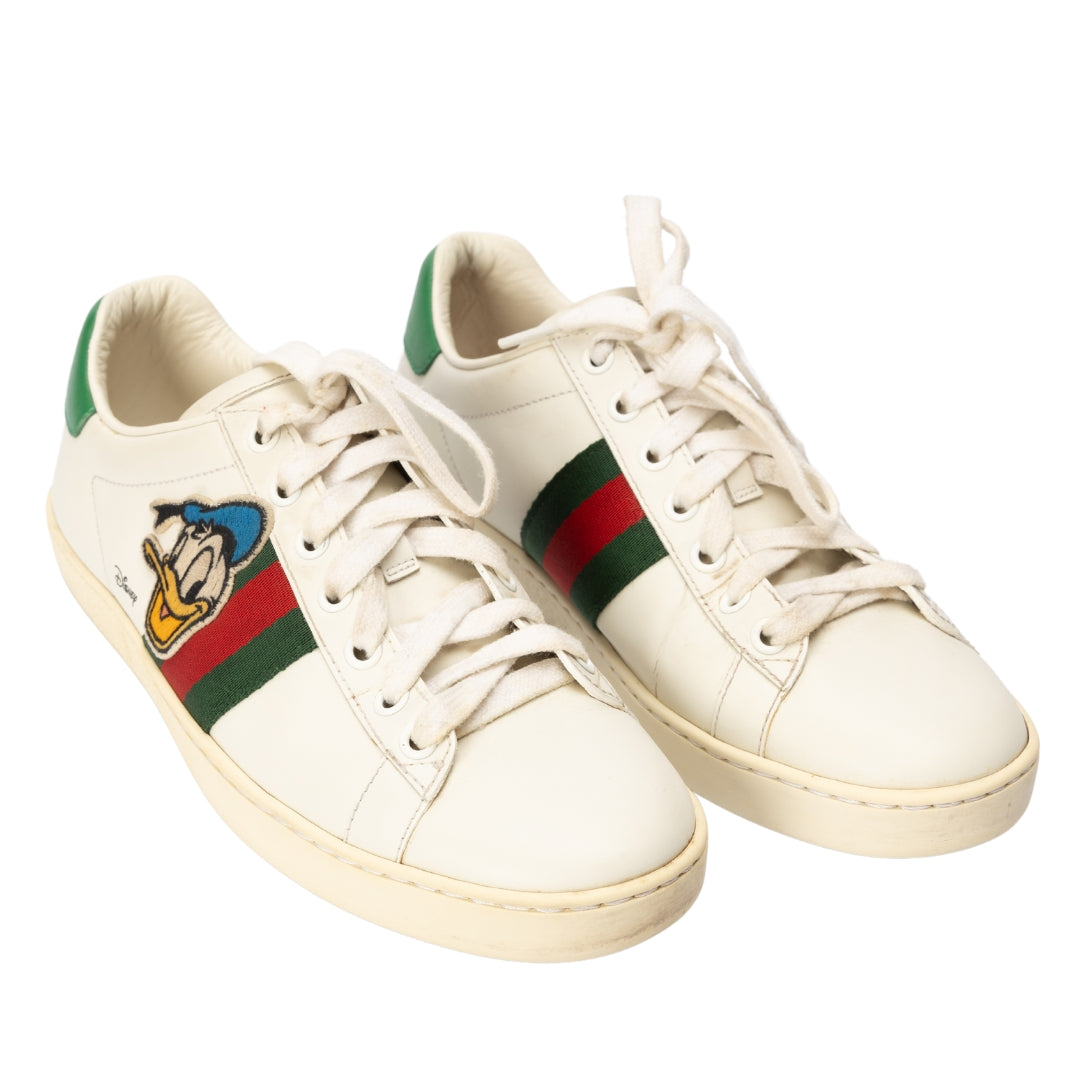 Gucci x Disney White Leather Donald Duck Ace Sneakers