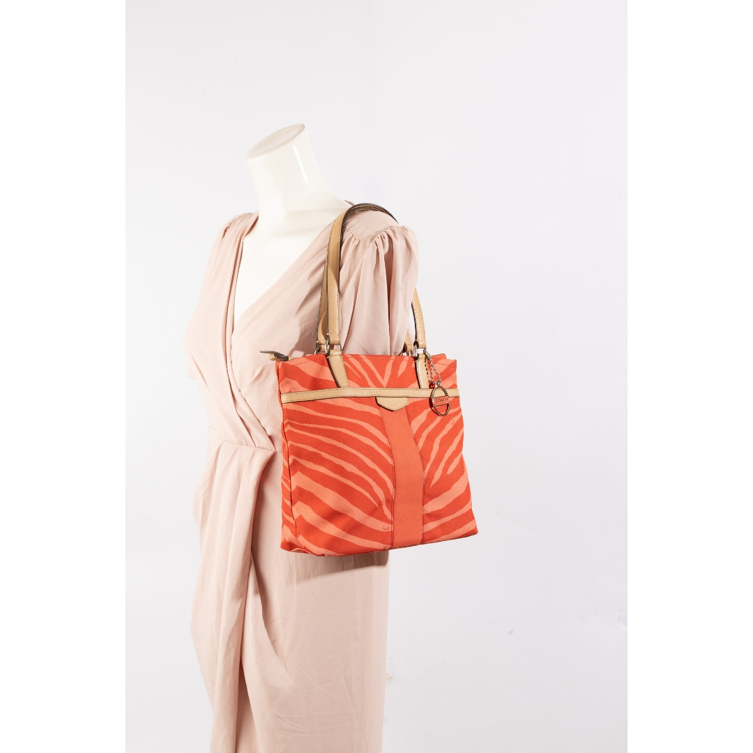 Coach Red Signature Zebra Print Tote