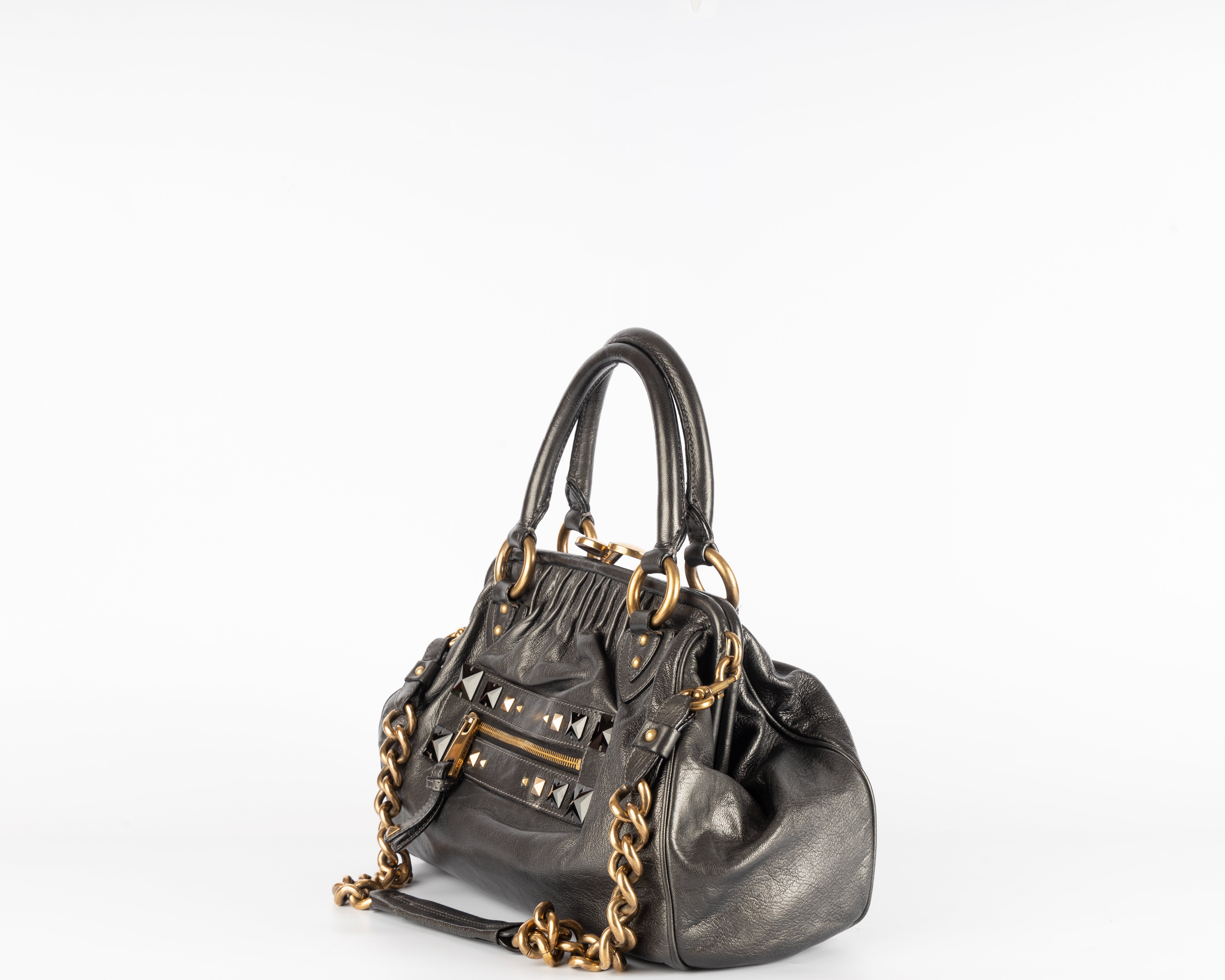 Marc Jacobs Metallic Leather Studded Satchel