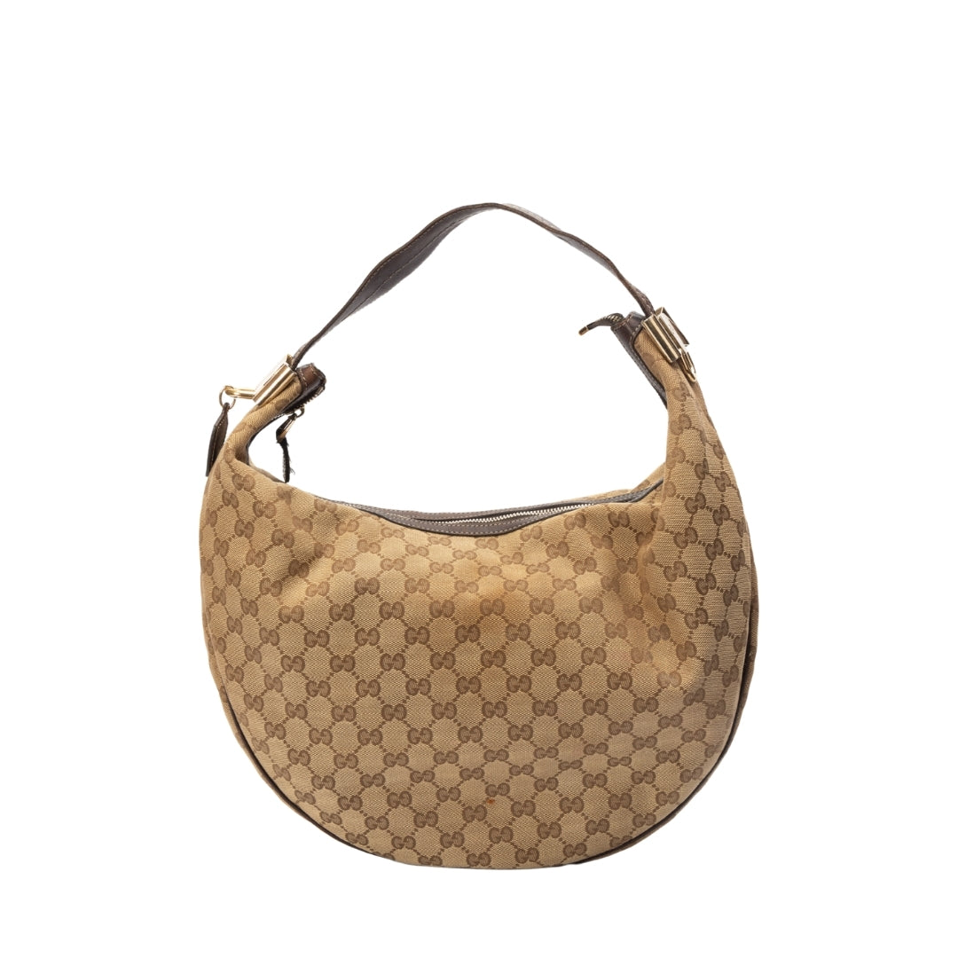 Gucci GG Canvas and Leather Hobo Bag