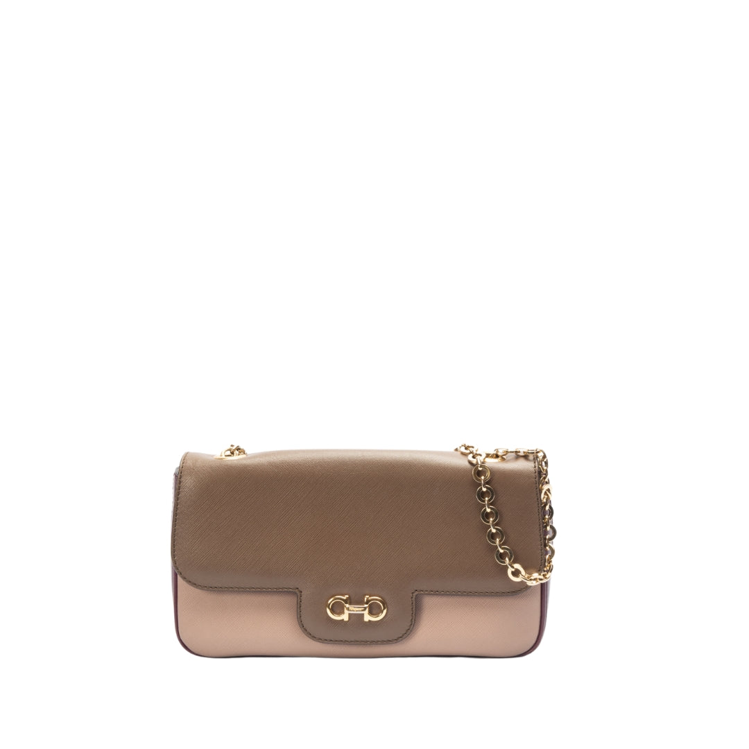 Salvatore Ferragamo Cream Saffiano Leather Rory Shoulder Bag
