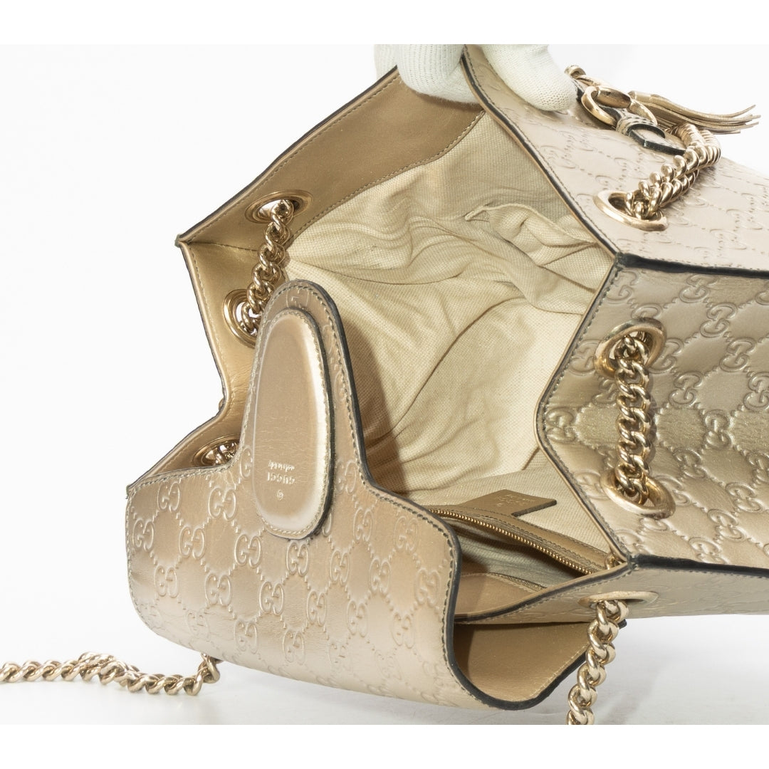 Gucci Guccissima Metallic Gold Emily Large Shoulder Bag