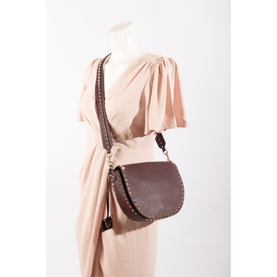 Valentino Rubin Grainy Leather Rockstud Crossbody Bag