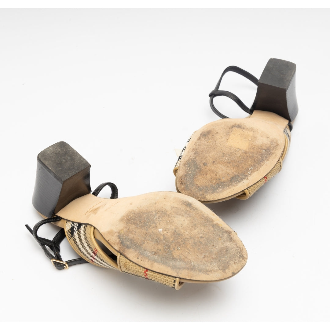 Burberry Leather Castlebar Ankle Strap Sandals