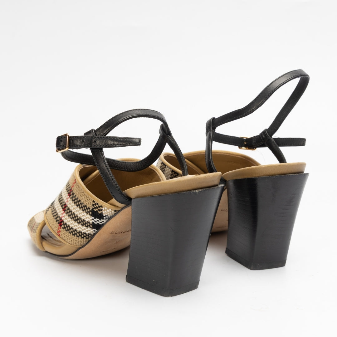 Burberry Leather Castlebar Ankle Strap Sandals
