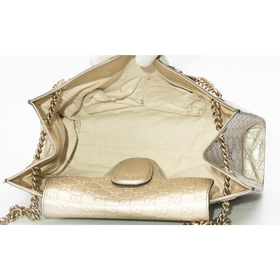 Gucci Guccissima Metallic Gold Emily Large Shoulder Bag