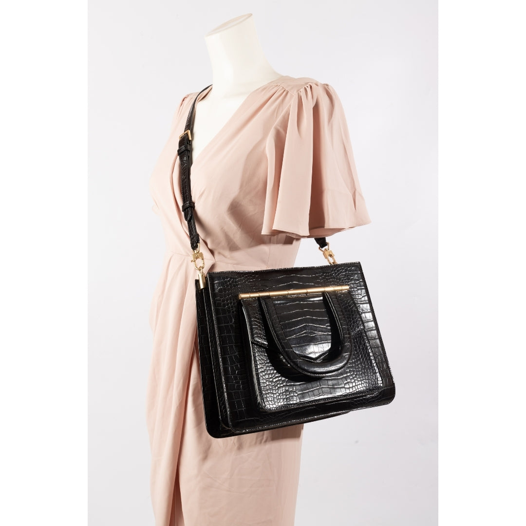 Charles and Keith Croc Effect Structured Medium Tote