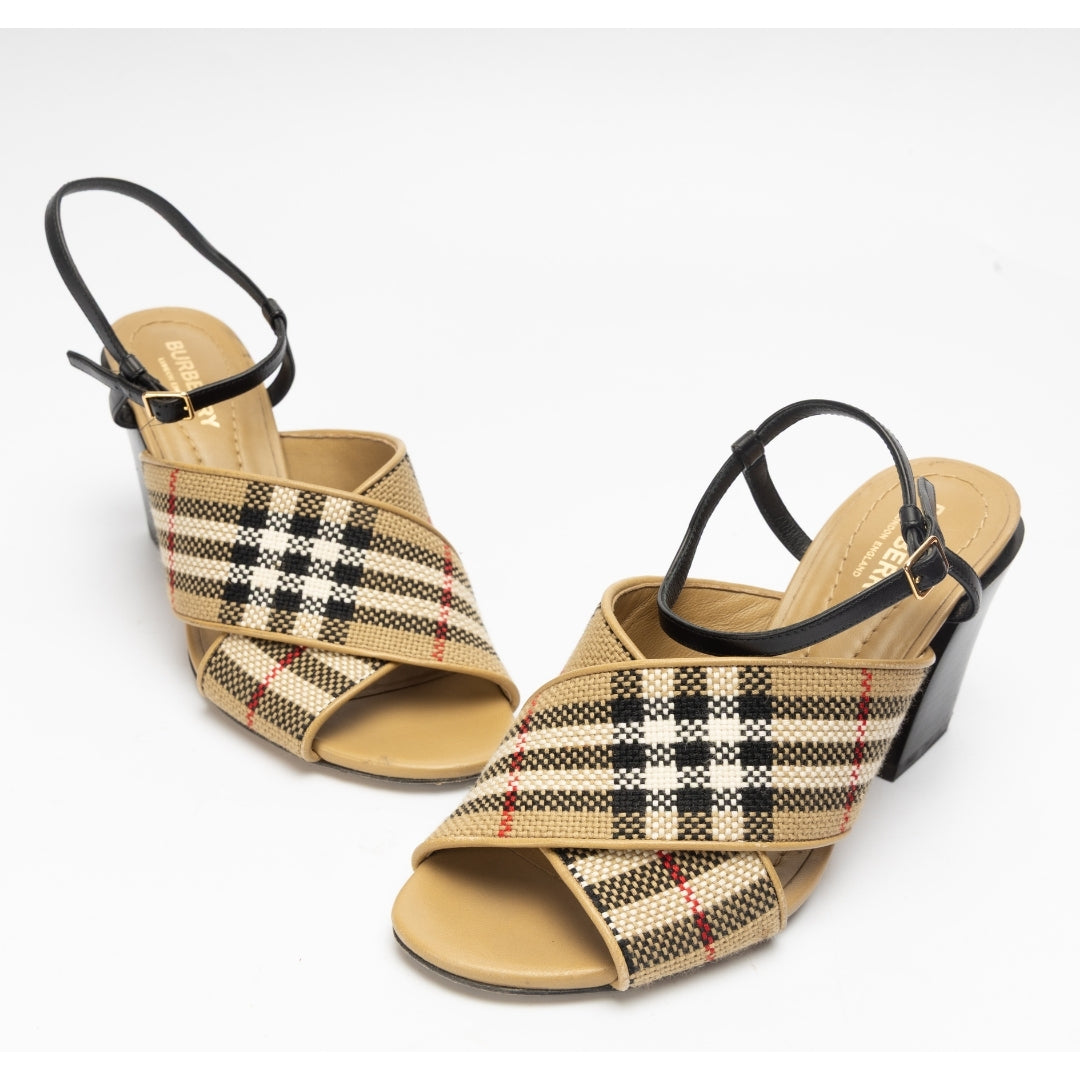 Burberry Leather Castlebar Ankle Strap Sandals