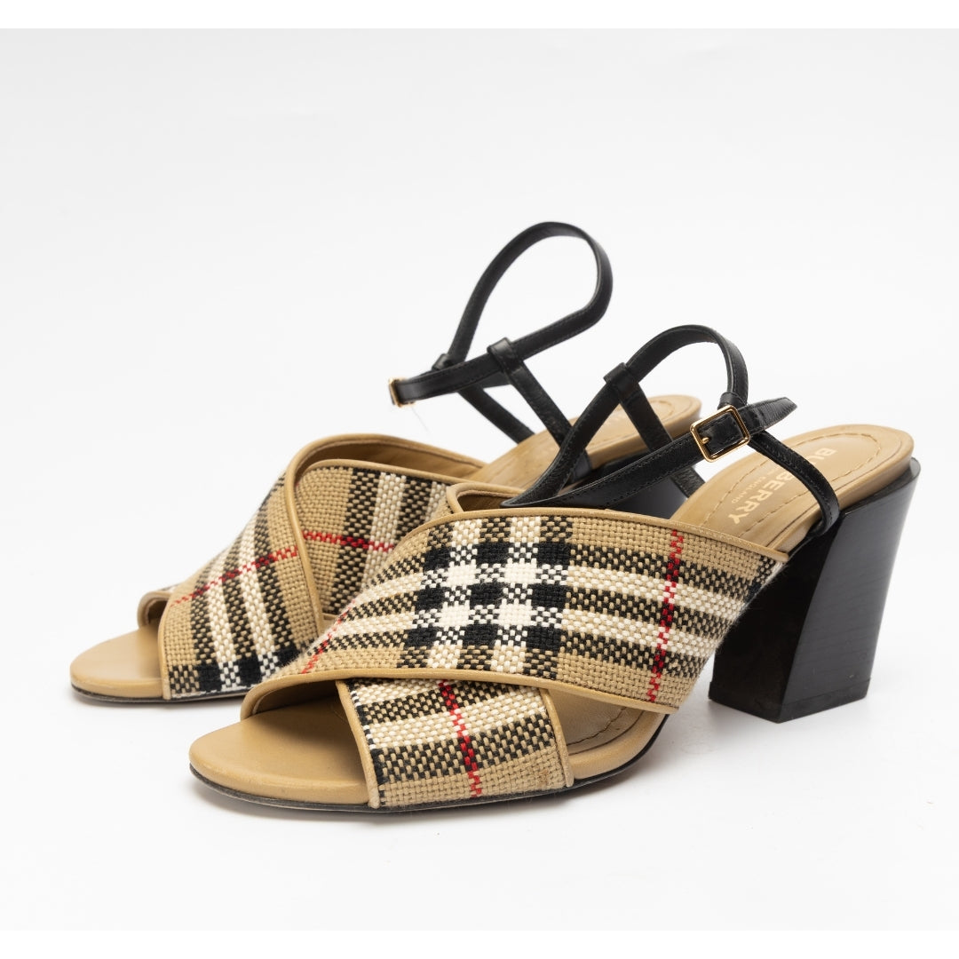 Burberry Leather Castlebar Ankle Strap Sandals