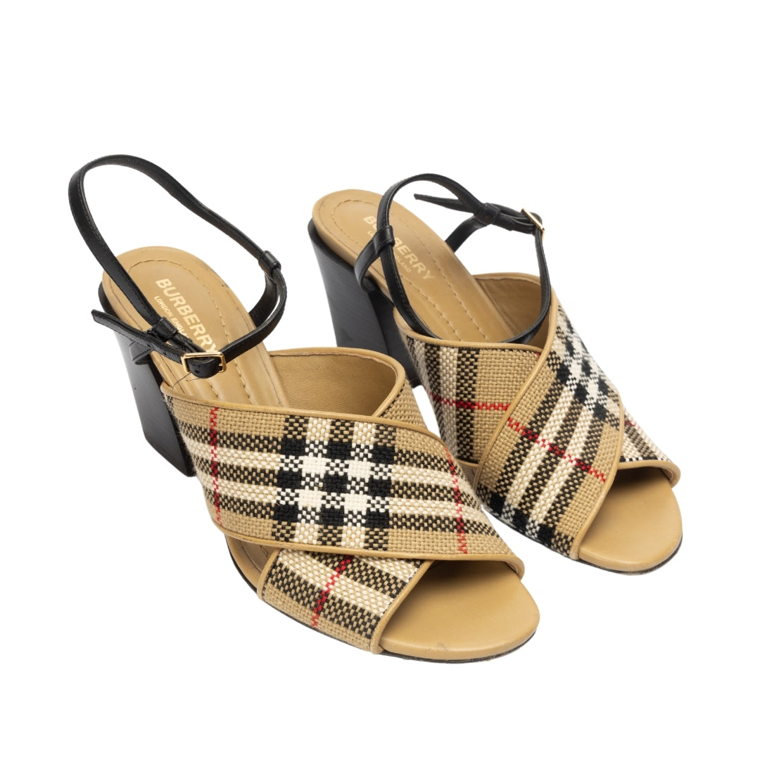 Burberry Leather Castlebar Ankle Strap Sandals