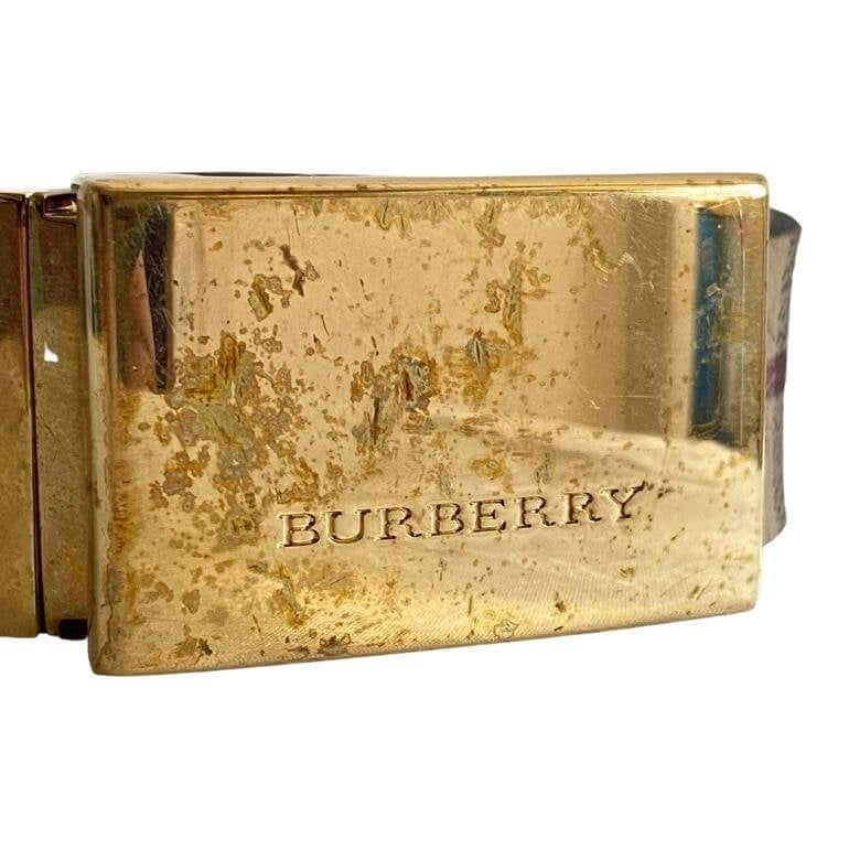 Burberry Beige Haymarket Check Coated Canvas Plaque Belt