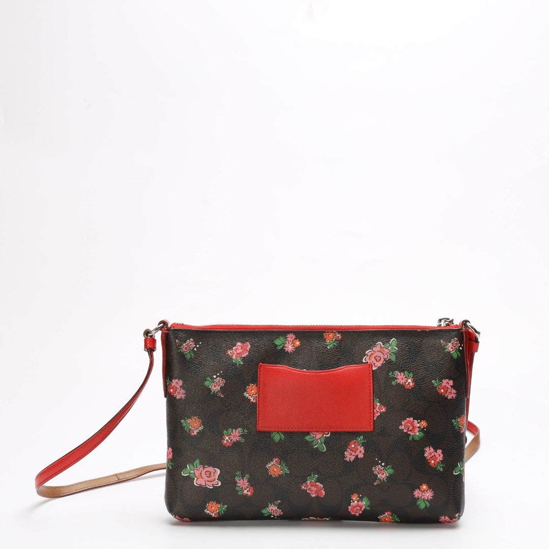Coach Rose Print Brown Crossbody Bag