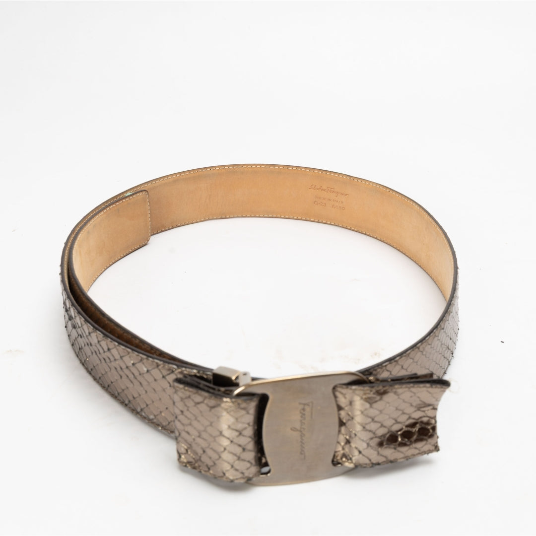 Salvatore Ferragamo Python Metallic Leather Belt