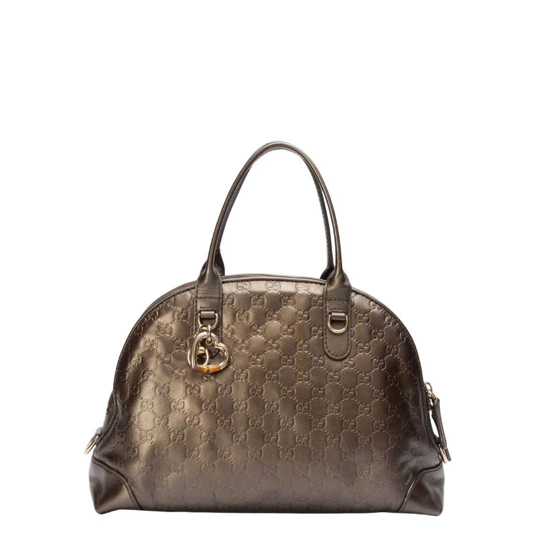 Gucci Bronze Guccissima Heart Charm Dome Satchel
