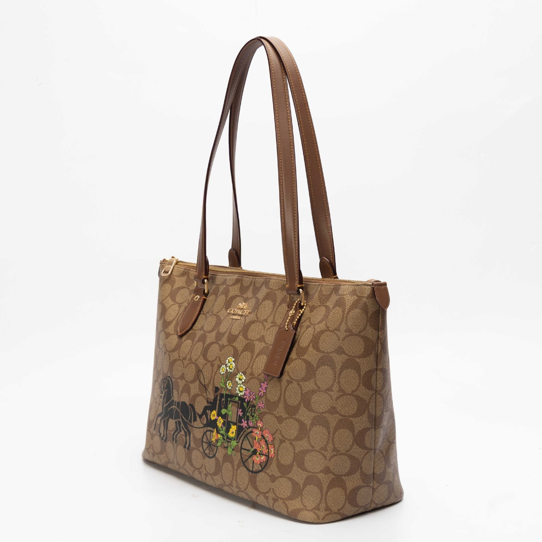 Coach Signature Canvas Floral Horse & Carriage Gallery Tote