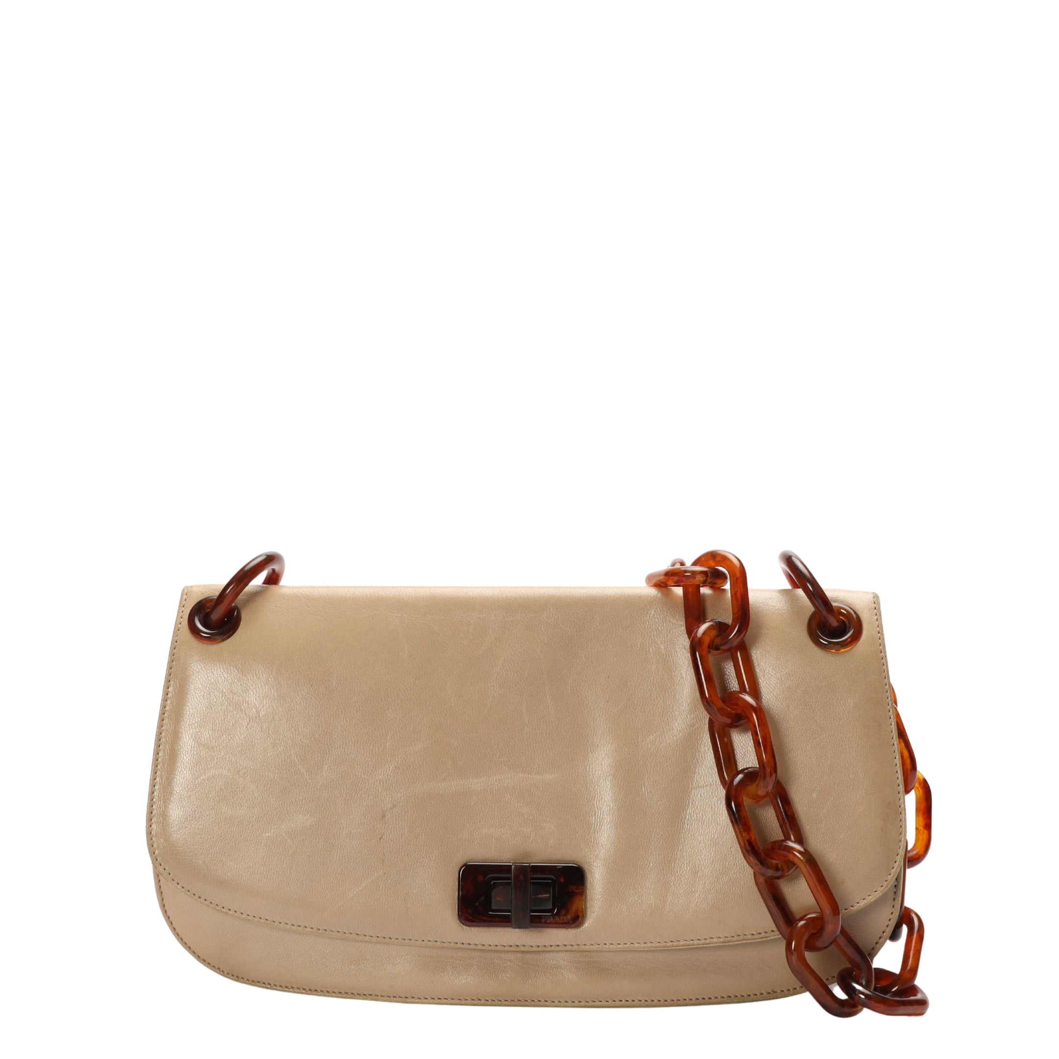Prada Beige Madras Swing Shoulder Bag