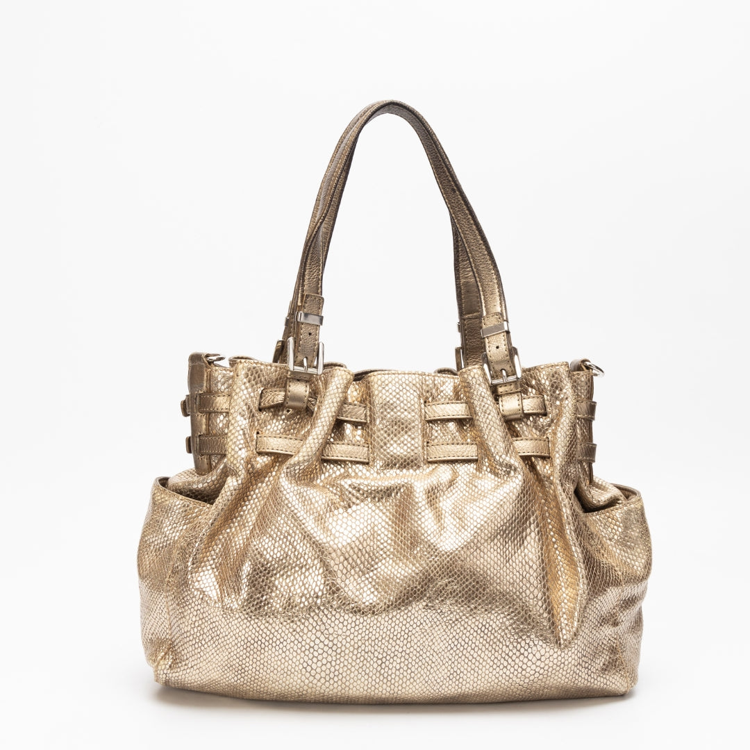 Michael Kors Metallic Python Leather Shoulder Bag