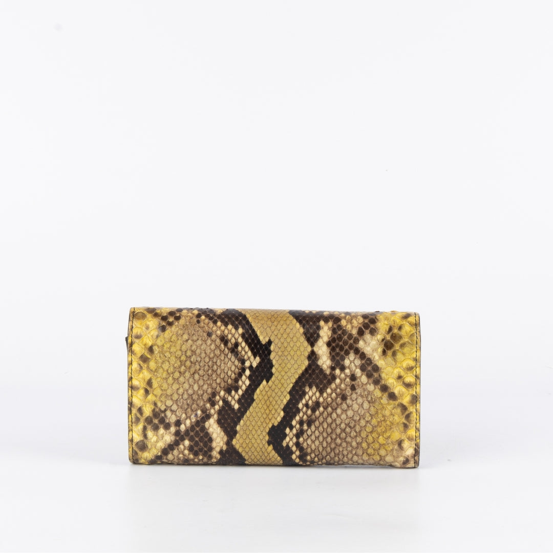 Gucci Python Bright Horsebit Accent Wallet