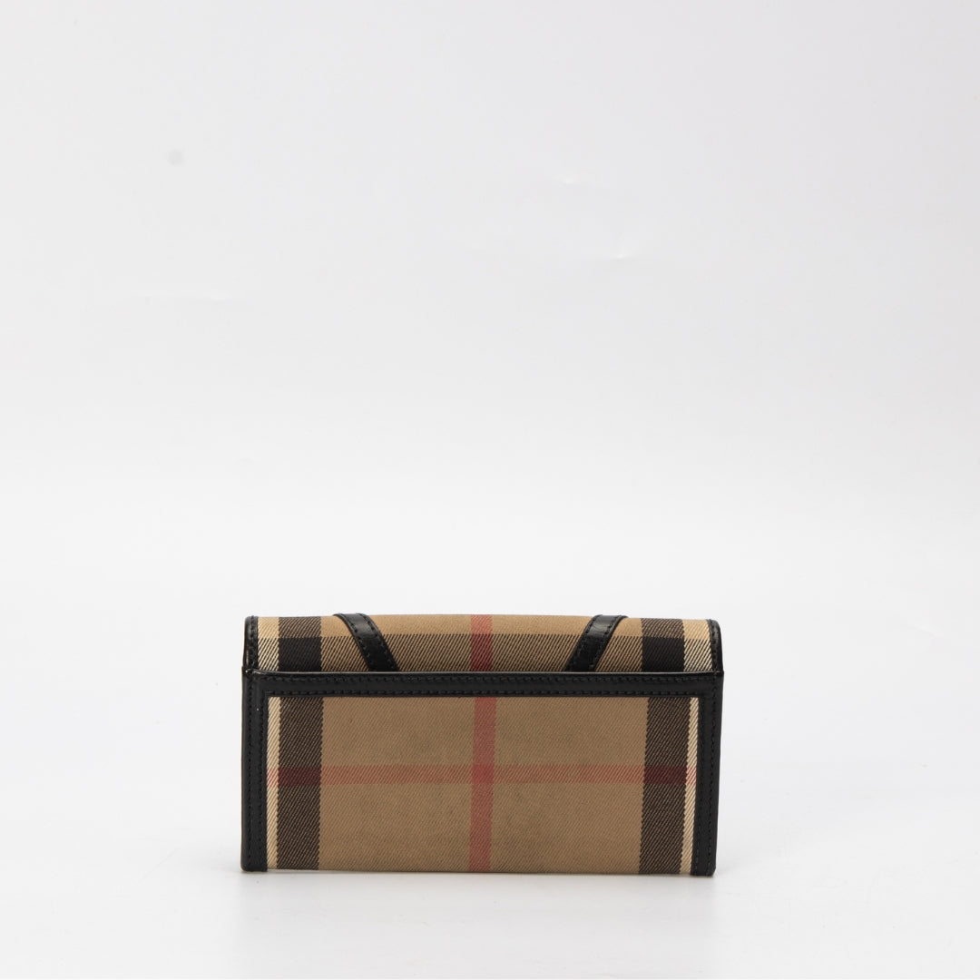 Burberry House Check Fabric and Leather Leighton Continental Wallet