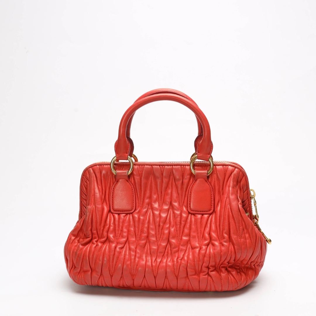 Miu Miu Red Matelasse Convertible Satchel