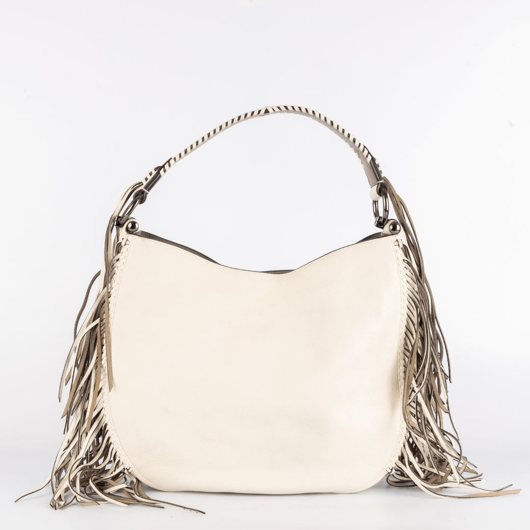 Coach Cream Leather Nomad Fringe Hobo Bag